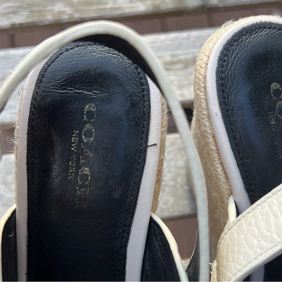 Coach Electra Turnlock espadrille wedge sandals in cream color - Picture 6 of 7